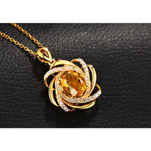 Feminine Fashion Necklace with faux gem and rhinestones in gold